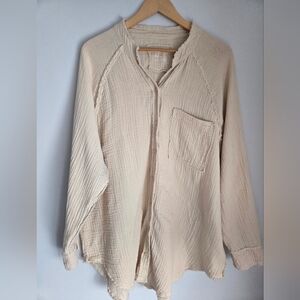 AERIE Gauzy Cotton Oversize Shirt